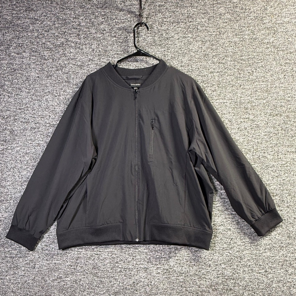 Banana Republic Mens XXL Black Recycled Polyester Stretch Zip Bomber Jacket